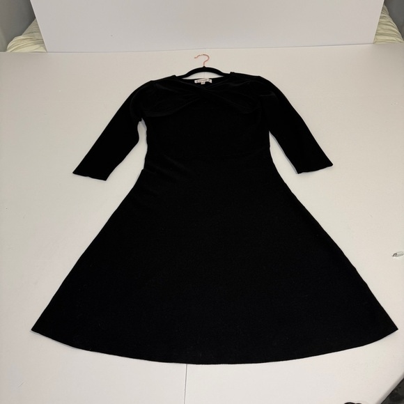 Nanette Lepore Black Knit Fit & Flare Dress | Twist Front | Size Small - Picture 5 of 11